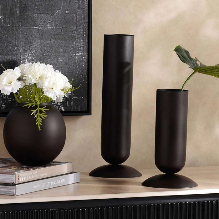 Salvador Metal Cylindrical Shape Vase 12.5X12.5X24Cm- Bronze