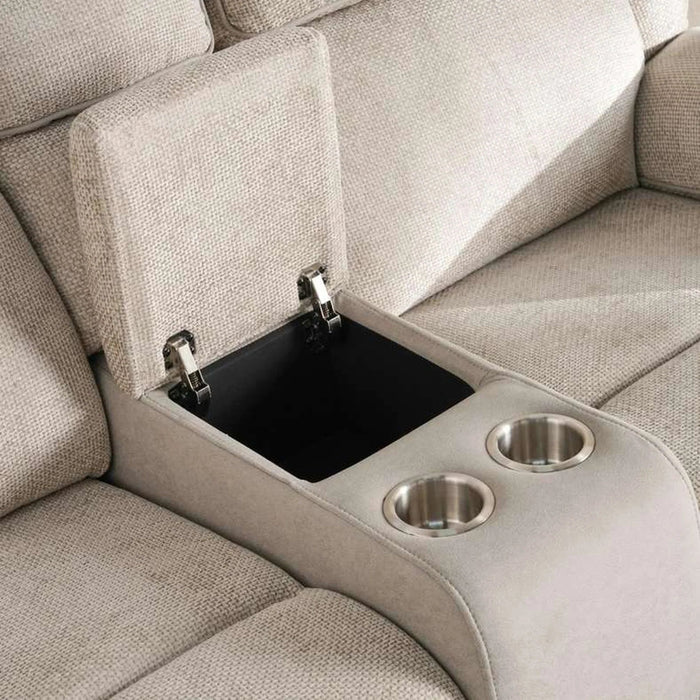 Samwise 2 Seater Recliner Sofa Console With Cup Holder - Beige Pan Home
