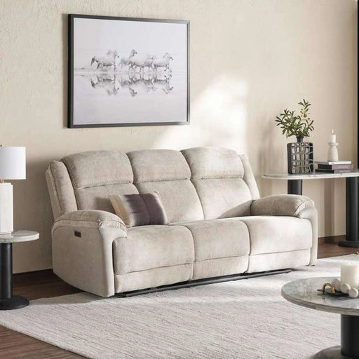 Samwise 3 Seater Recliner Sofa With Cup Holder - Beige Pan Home