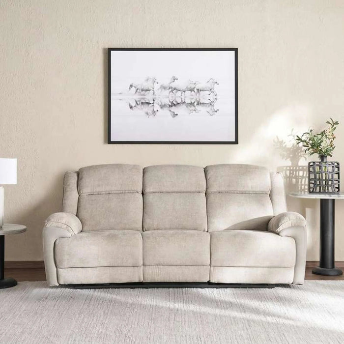 Samwise 3 Seater Recliner Sofa With Cup Holder - Beige Pan Home
