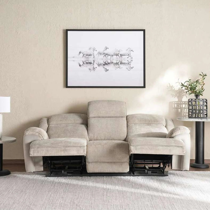 Samwise 3 Seater Recliner Sofa With Cup Holder - Beige Pan Home