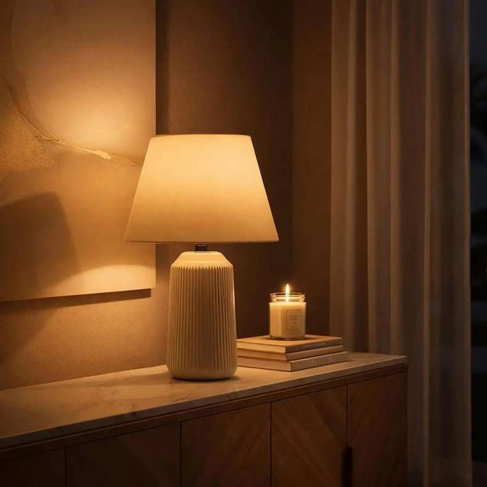 Sanada E27 Ceramic Table Lamp 25X39Cm - Beige Pan Home