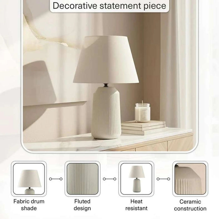 Sanada E27 Ceramic Table Lamp 25X39Cm - Beige Pan Home