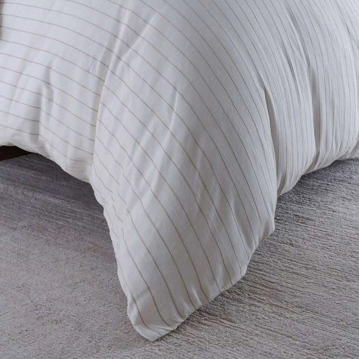 Sanctuary Linen Broadway Stripe 3-Piece King Duvet Cover Set 230X220Cm - Natural