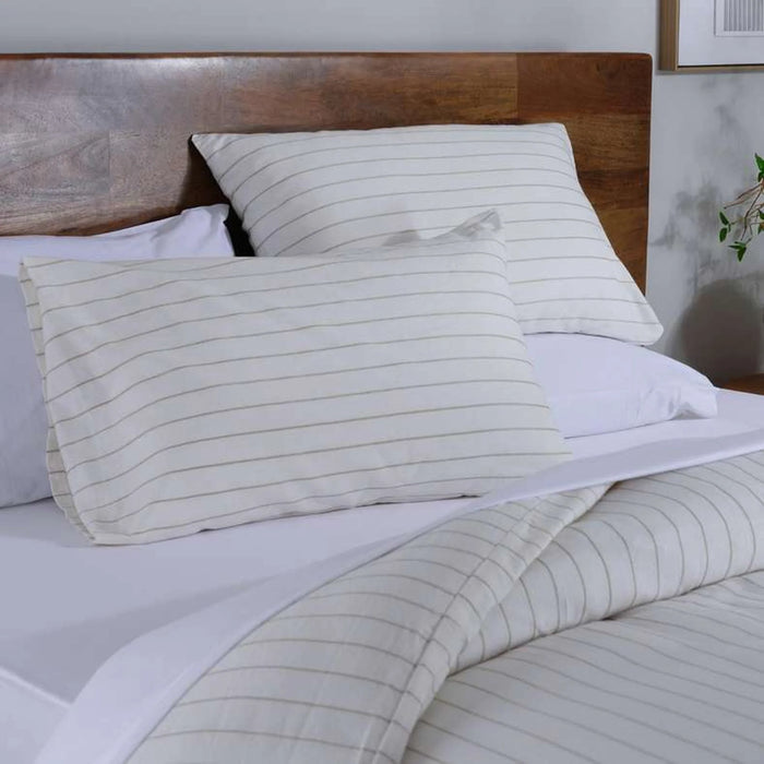 Sanctuary Linen Broadway Stripe 3-Piece King Duvet Cover Set 230X220Cm - Natural