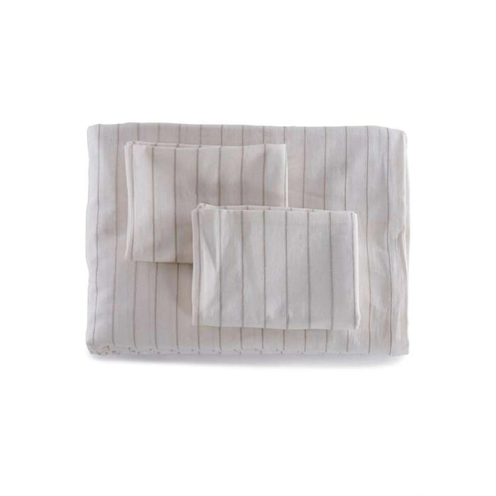 Sanctuary Linen Broadway Stripe 3-Piece King Duvet Cover Set 230X220Cm - Natural