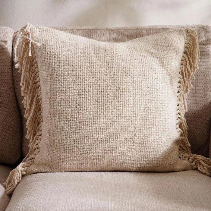 Sanctuary Linen Textured Fringed Cushion Cover - Off White Pan Home