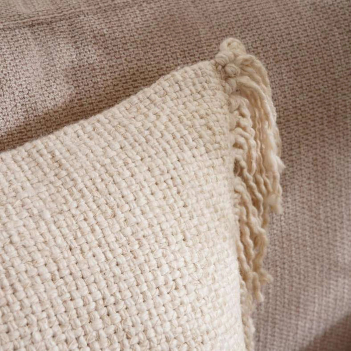Sanctuary Linen Textured Fringed Cushion Cover - Off White Pan Home