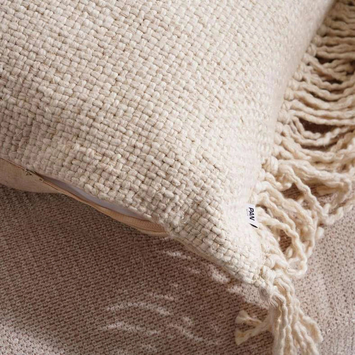 Sanctuary Linen Textured Fringed Cushion Cover - Off White Pan Home