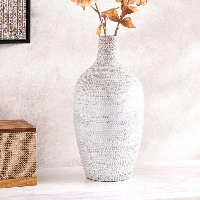 Sandrine Ceramic Vase 20X20X43Cm- White