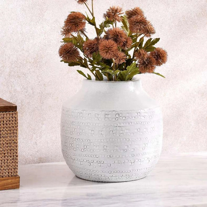 Sandrine Ceramic Vase 22X22X20Cm- White