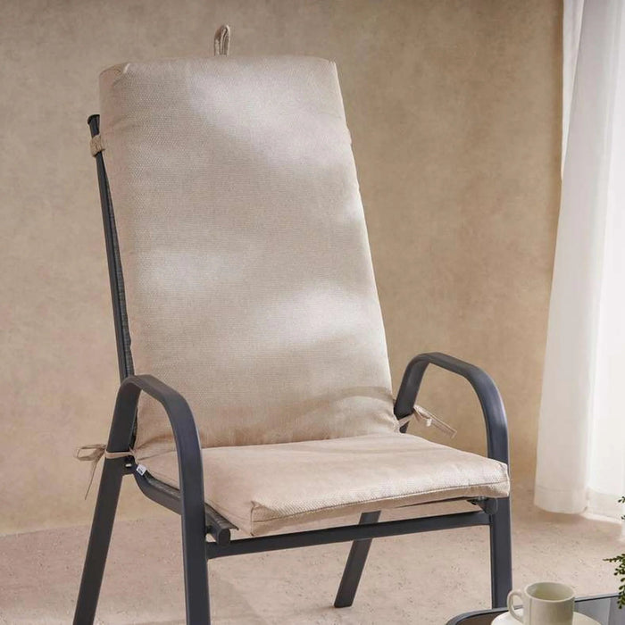 Sandstone Textured Water Repellant Outdoor Sun Lounger Seat Pad 43X114X5Cm - Taupe Pan Home