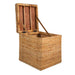 Woven storage basket with a lid on a white background