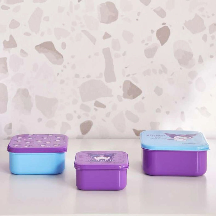 Sanrio Kuromi 3 Piece Food Storage Container Set 13.5X 3.5X6Cm-Purple