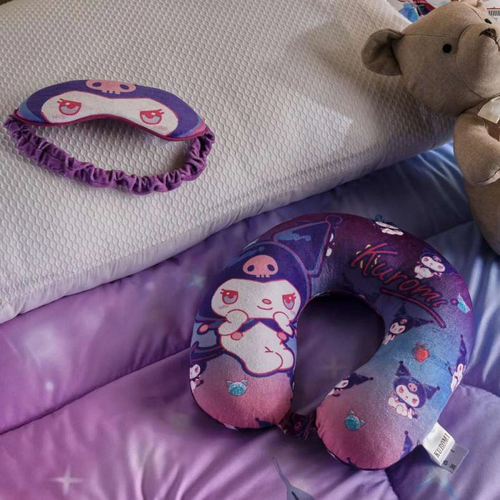 Sanrio Kuromi Neck Pillow & Eye Mask Set  27X6X31Cm- Purple