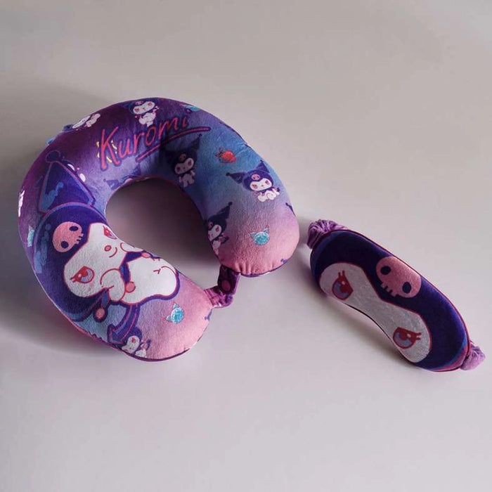 Sanrio Kuromi Neck Pillow & Eye Mask Set  27X6X31Cm- Purple
