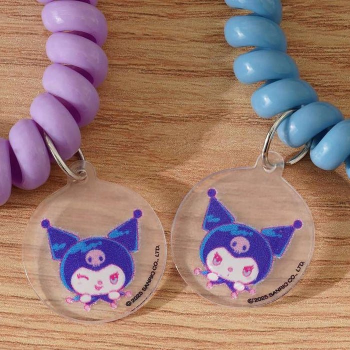 Sanrio Kuromi Spiral Hair Ties With Rounded Charms 6.5X13.5Cm-Blue/Purple