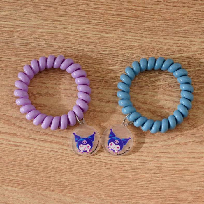 Sanrio Kuromi Spiral Hair Ties With Rounded Charms 6.5X13.5Cm-Blue/Purple