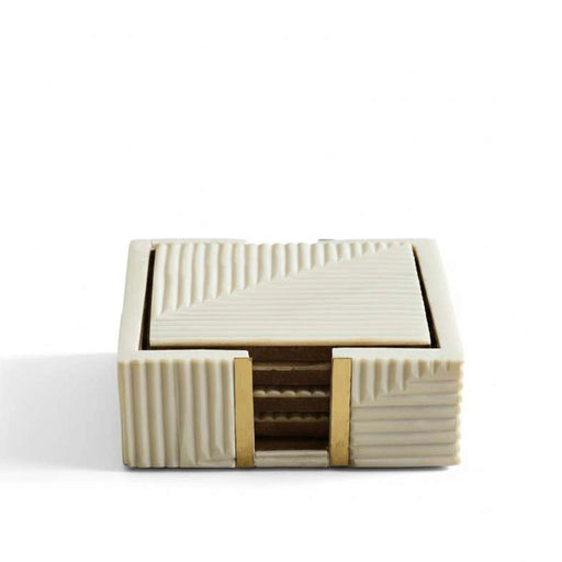 Sansa Resin 4-Piece Coaster Set 10X10X10Cm - White PAN HOME