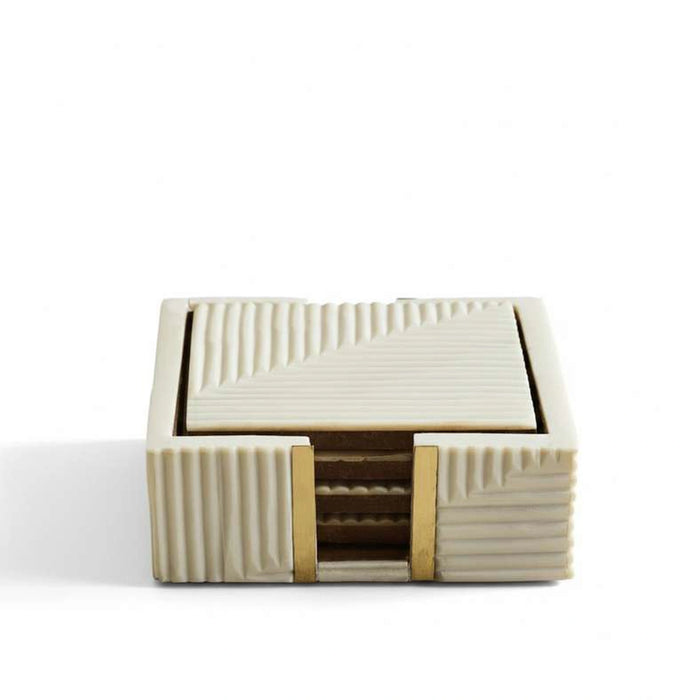 Sansa Resin 4-Piece Coaster Set 10X10X10Cm - White