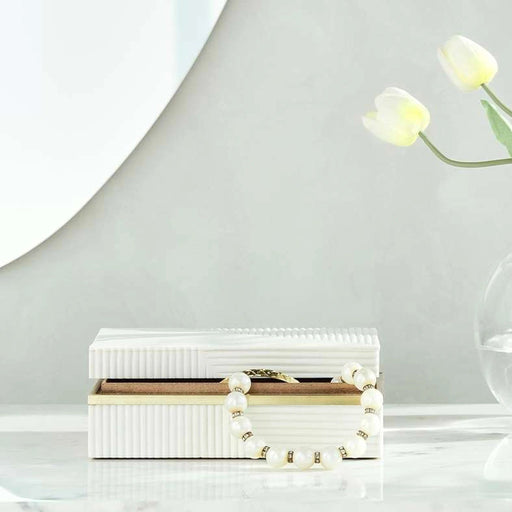 Sansa Resin Decor Box 20X13X5Cm - White PAN HOME