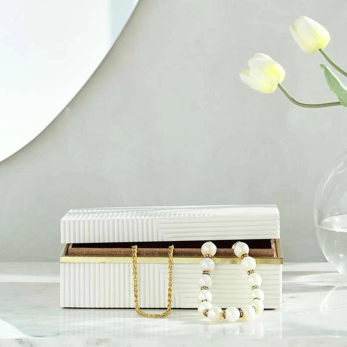 Sansa Resin Decor Box 23X15X8Cm - White
