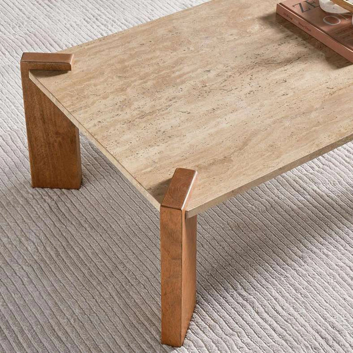 Santani Coffee Table Traventine - White & Natural