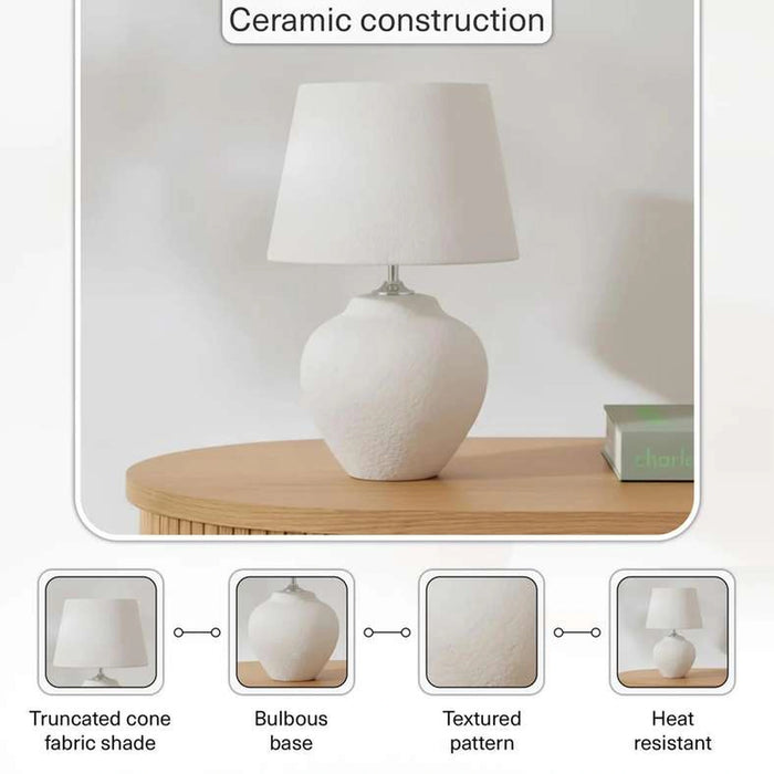 Sanvale E27 Ceramic Table Lamp 40X64Cm - White