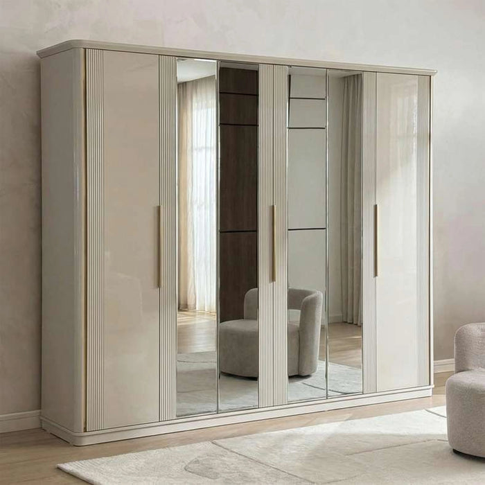 Sao Paulo 6 Door Wardrobe - Light Grey