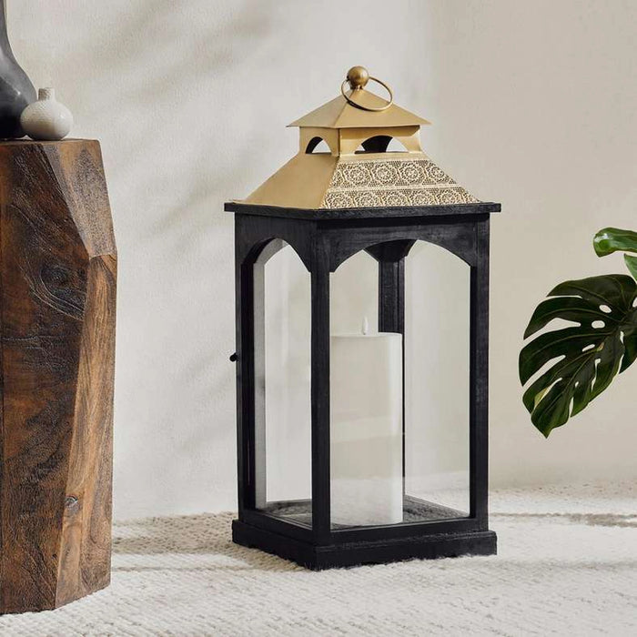 Sareyo Wooden Lantern 27X27X64.5Cm - Black
