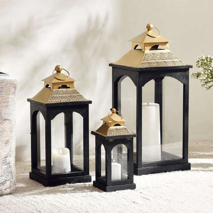Sareyo Wooden Lantern 27X27X64.5Cm - Black