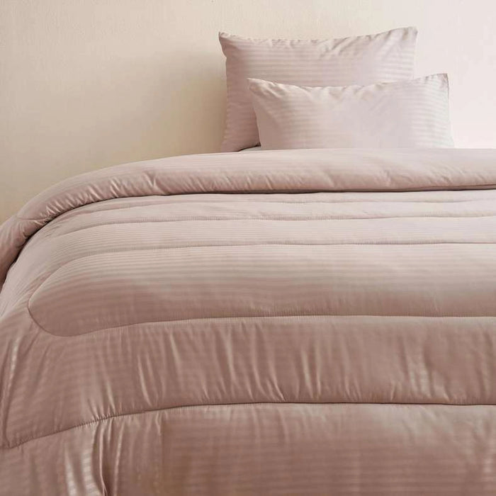 Satin Stripe 3-Piece Full Comforter Set 160X220Cm - Sand