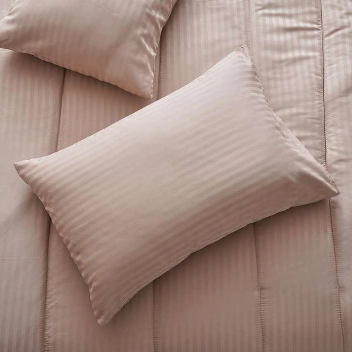 Satin Stripe 3-Piece Full Comforter Set 160X220Cm - Sand