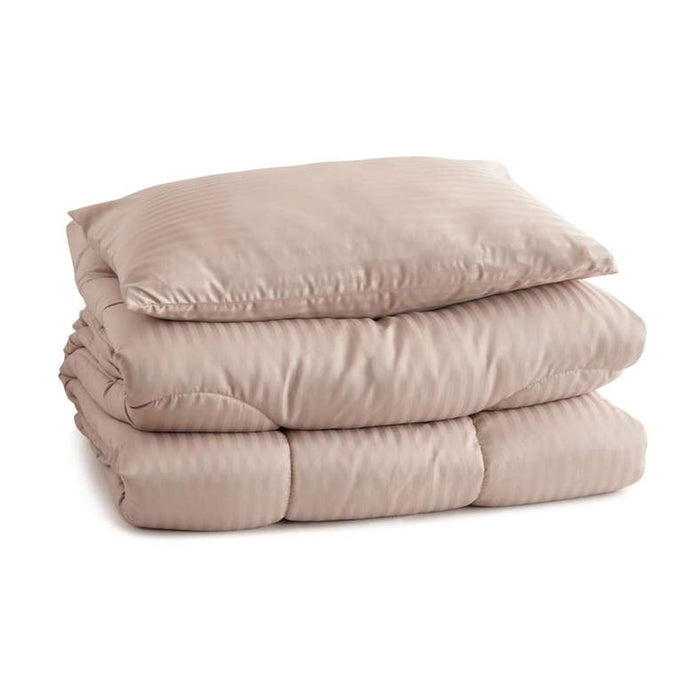 Satin Stripe 3-Piece Full Comforter Set 160X220Cm - Sand