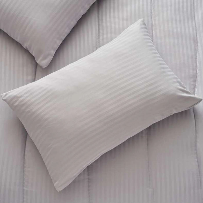 Satin Stripe 3-Piece Full Comforter Set 160X220Cm - Silver
