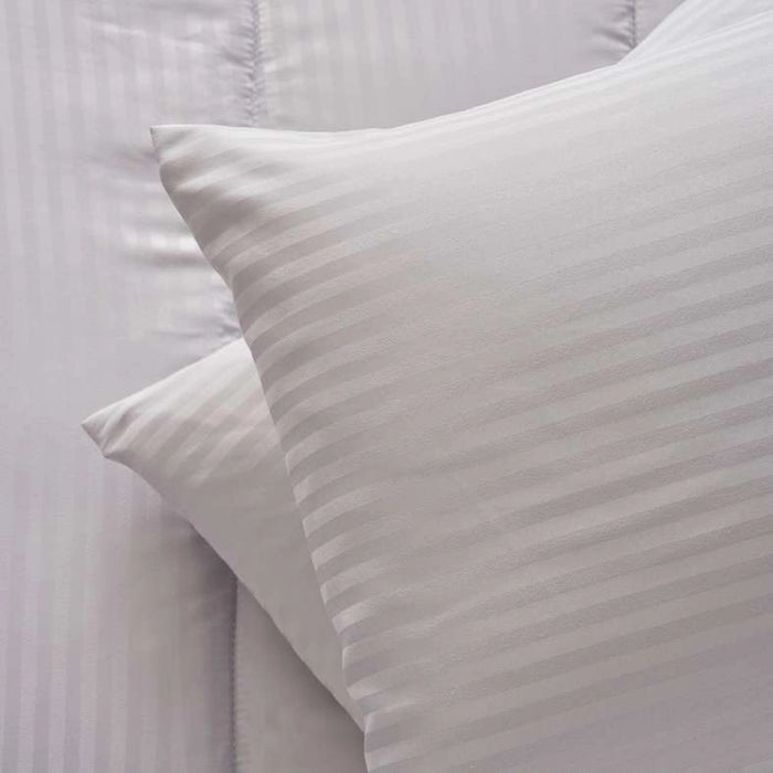 Satin Stripe 3-Piece Full Comforter Set 160X220Cm - Silver