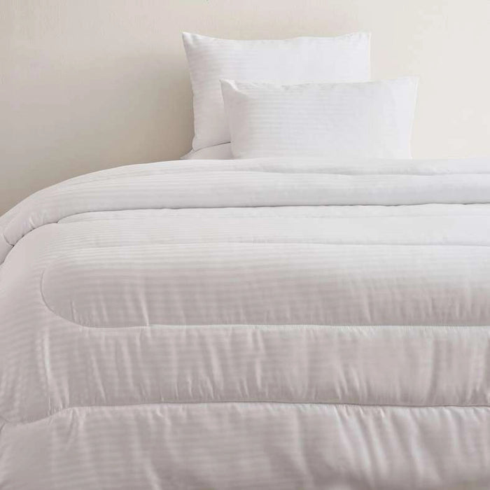 Satin Stripe 3-Piece Full Comforter Set 160X220Cm - White