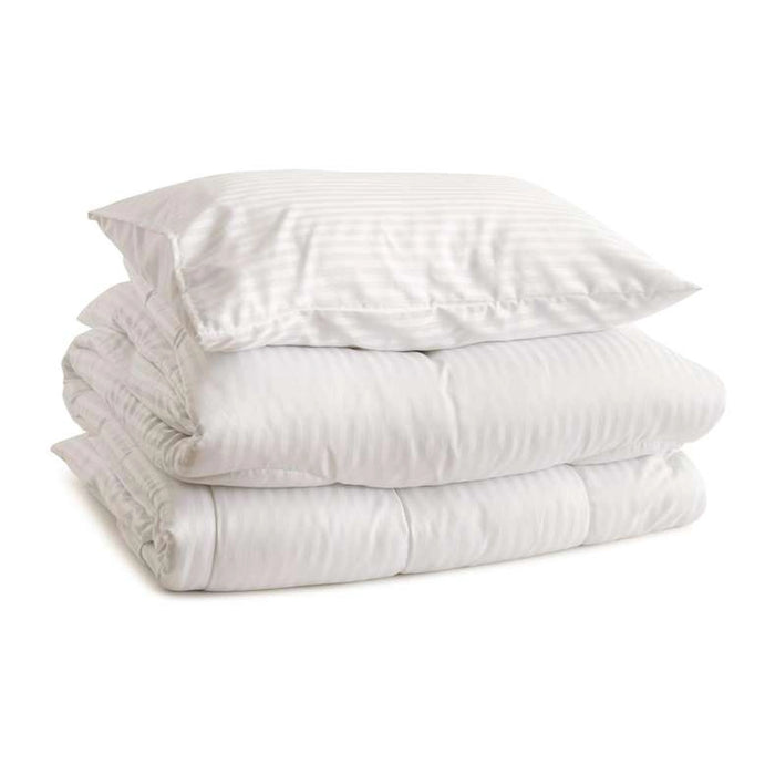 Satin Stripe 3-Piece Full Comforter Set 160X220Cm - White