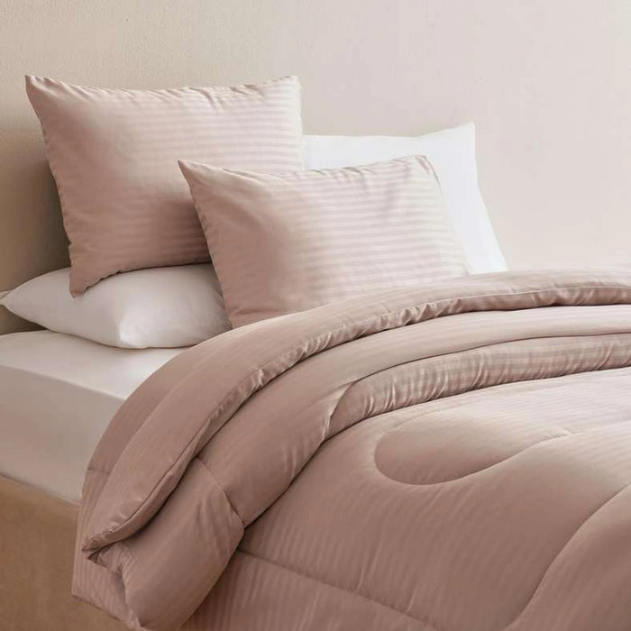 Satin Stripe 3-Piece King Comforter Set 240X260Cm - Sand