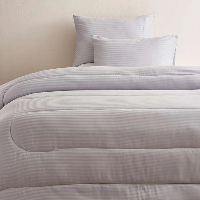 Satin Stripe 3-Piece King Comforter Set 240X260Cm - Silver
