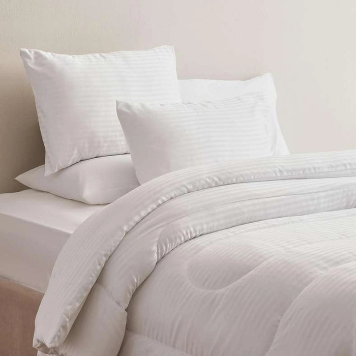 Satin Stripe 3-Piece King Comforter Set 240X260Cm - White