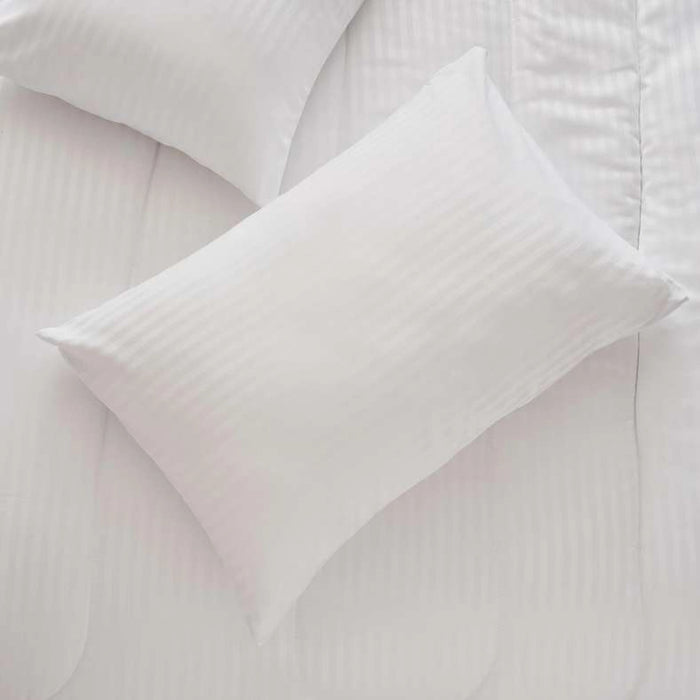 Satin Stripe 3-Piece King Comforter Set 240X260Cm - White