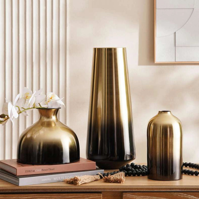 Sauve Metal Bottle Vase 11X11X21Cm - Black