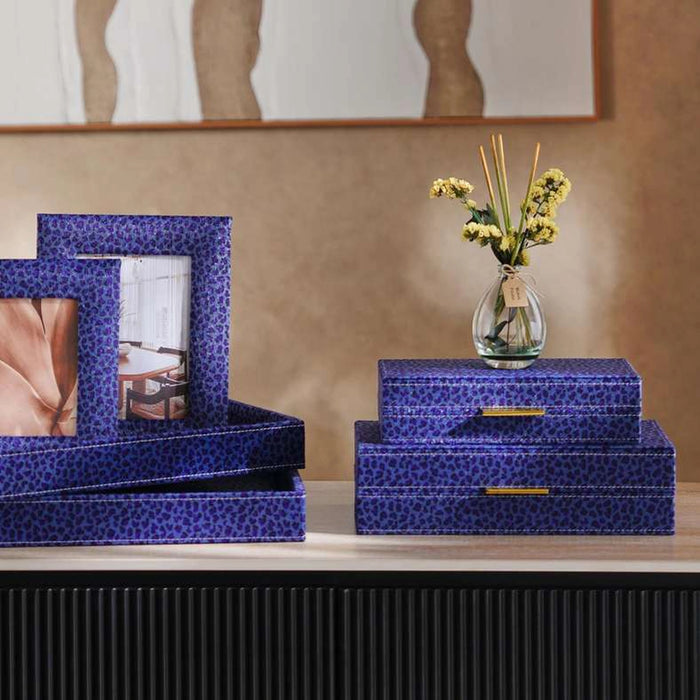 Savanna Faux Fur Decor Tray 45X33X5Cm- Blue