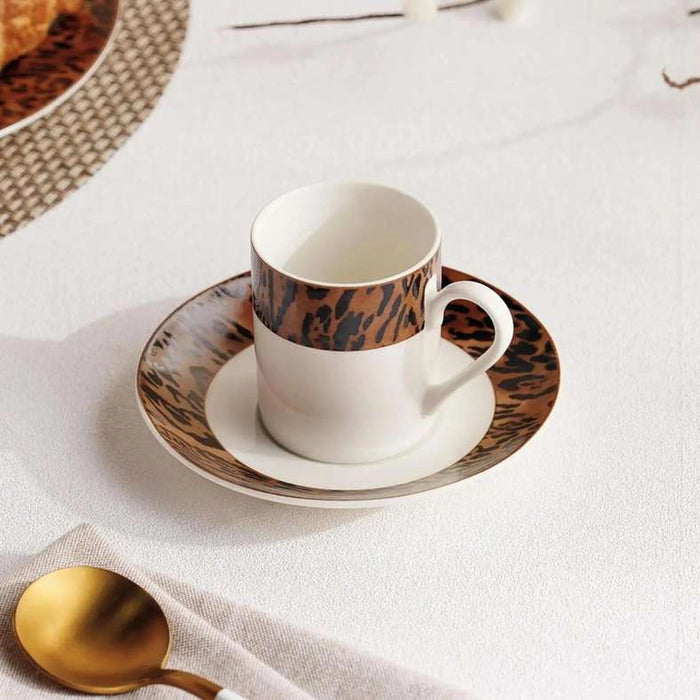 Savanna New Bone China Coffee Cup & Saucer 100Ml -Warm Gold & Black