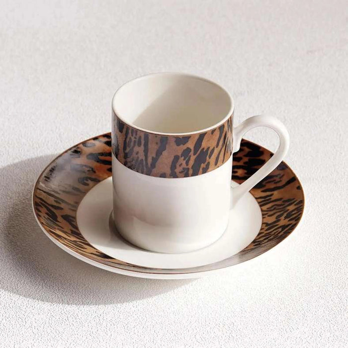 Savanna New Bone China Coffee Cup & Saucer 100Ml -Warm Gold & Black