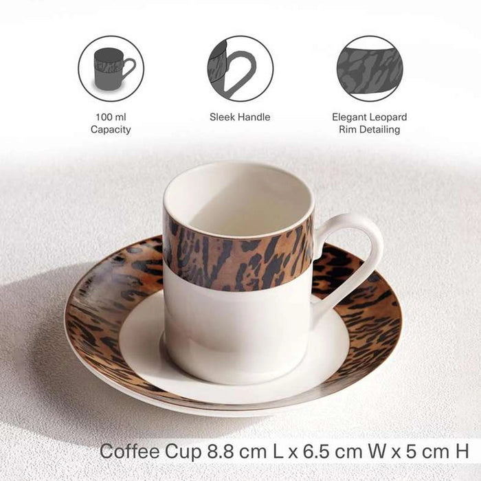 Savanna New Bone China Coffee Cup & Saucer 100Ml -Warm Gold & Black