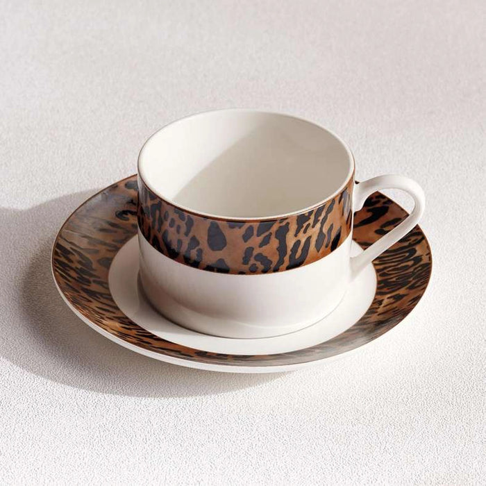 Savanna New Bone China Tea Cup & Saucer 220Ml -Warm Gold & Black