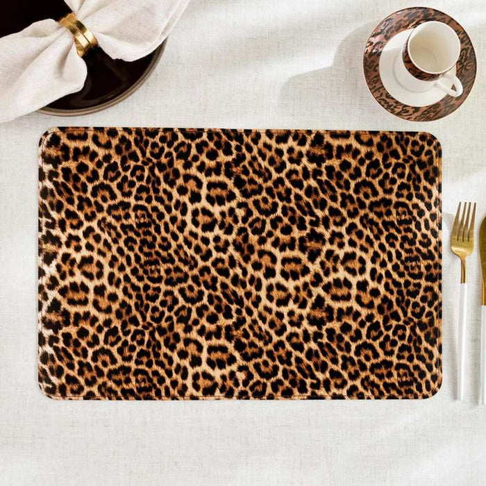 Savanna Spot 4Piece Faux Leather Placemat Set 30X45Cm - Brown