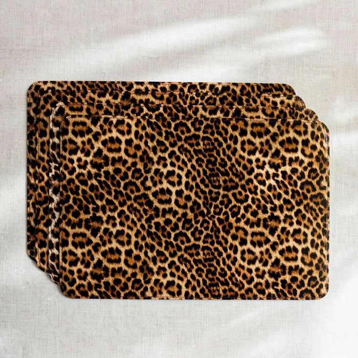 Savanna Spot 4Piece Faux Leather Placemat Set 30X45Cm - Brown